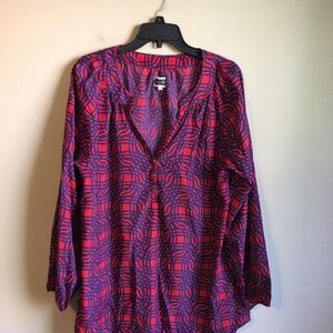Mud Pie Red and Blue Patterned Blouse